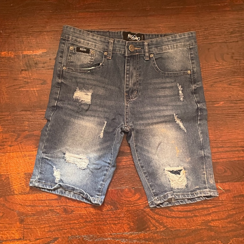 Men's Distressed Blue Denim Shorts